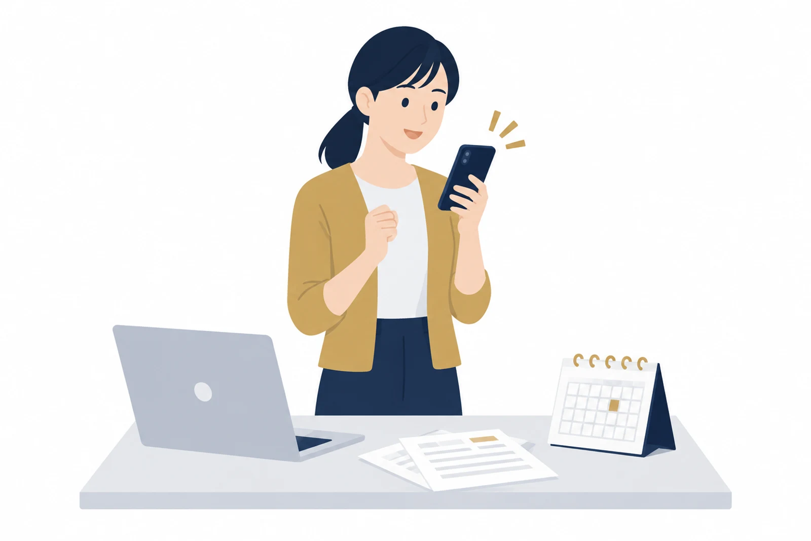 Google Apps Scriptでできることの例として、申し込みの通知をスマホで受け取る教室の運営者のイラスト