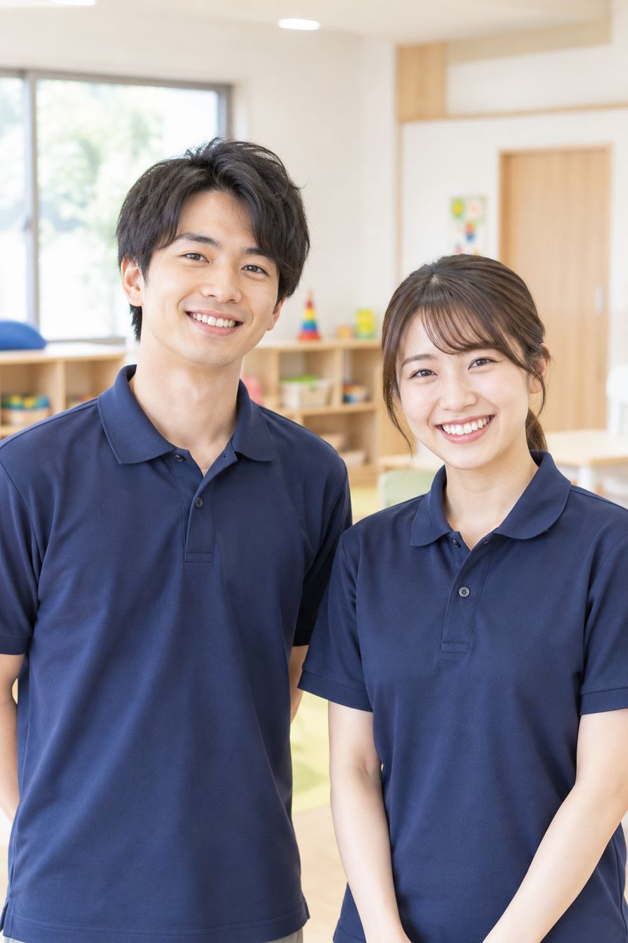 並んで笑顔を見せる男女のスタッフ