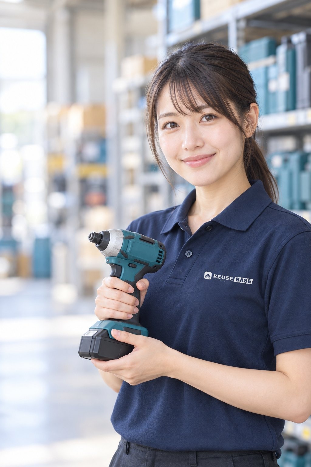 インパクトドライバーを持つREUSE BASEのスタッフ